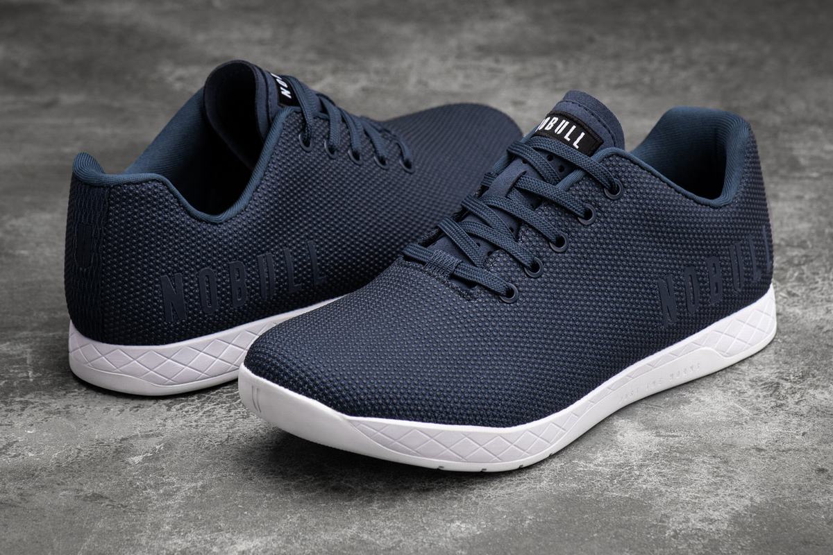 Nobull Superfabric Men's Trainers Navy White | Australia (JL0295)